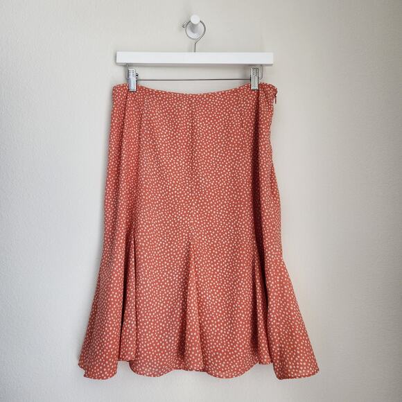 Vintage Orange Mottled Polka Dot High Waisted Fit and Flare Skirt 10 - Picture 4 of 9